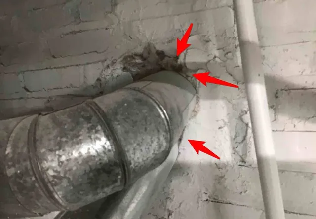Gaps where flues enter the chimney (exhaust risk): photo 1 from a Chicago inspection report