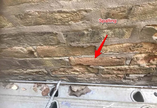 Crumbling brick and cracked mortar: photo 2 from a Chicago inspection report