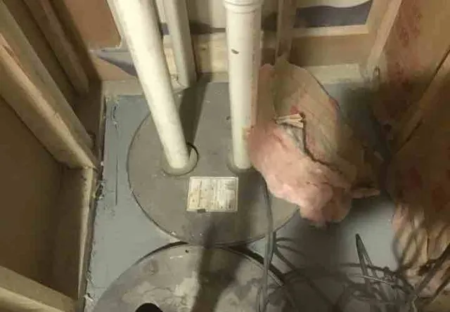 Sewer gas smell at the ejector pit: photo 1 from a Chicago inspection report